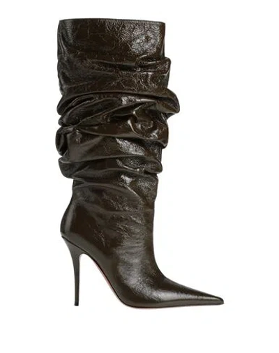 Amina Muaddi Woman Boot Military Green Size 9 Leather
