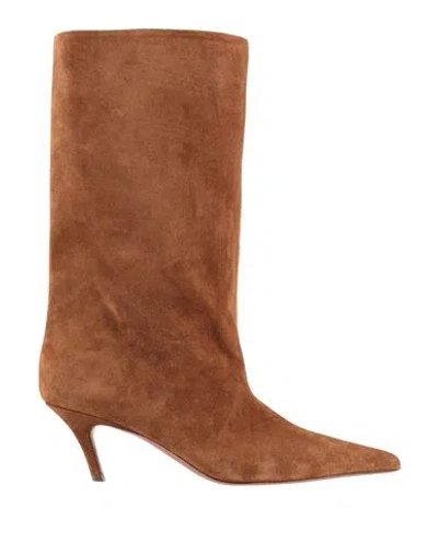 Amina Muaddi 60mm Fiona Crosta Leather Boots In Brown