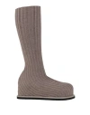 Amina Muaddi Woman Boot Taupe Size 7 Textile Fibers In Gray
