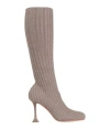 Amina Muaddi Woman Boot Taupe Size 8 Textile Fibers, Leather