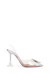 Amina Muaddi Transparent Begum Glass Slingback Heels In Colorless