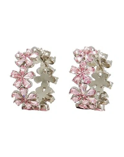 Amina Muaddi Woman Earrings Pink Size - Bronze, Crystal, Swarovski Crystal
