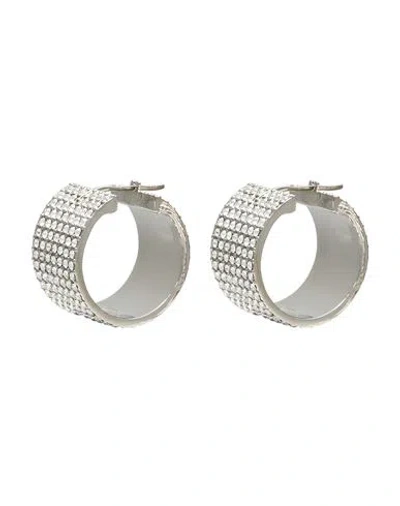 Amina Muaddi Woman Earrings Silver Size - Metal, Crystal In Metallic