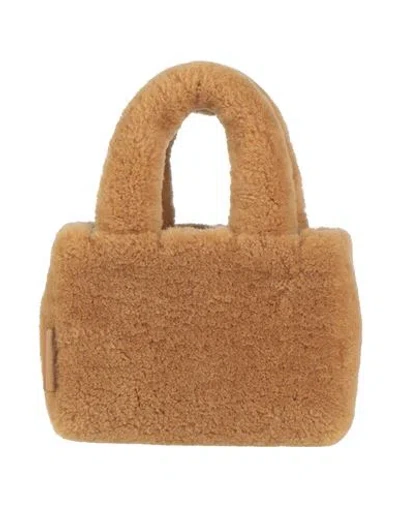 Amina Muaddi Woman Handbag Camel Size - Shearling In Beige