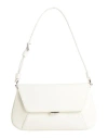 Amina Muaddi Women Black Leather Ami Shoulder Bag In White