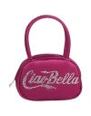Amina Muaddi Logo-embellished Satin Shoulder Bag In Purple