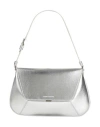 Amina Muaddi Ami Mini Frame Metallic Leather Shoulder Bag In Silver
