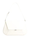 Amina Muaddi Women Black Leather Ami Shoulder Bag In White