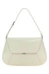 Amina Muaddi Women Black Leather Ami Shoulder Bag In White