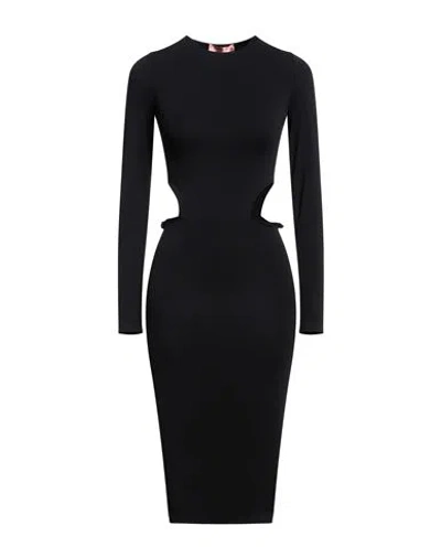 Amina Muaddi Woman Midi Dress Black Size L Polyamide, Elastane