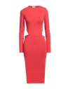 Amina Muaddi Woman Midi Dress Coral Size L Polyamide, Elastane In Red