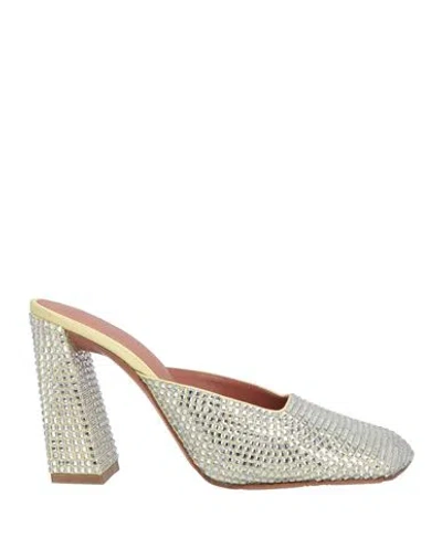 Amina Muaddi Woman Mules & Clogs Pastel Yellow Size 8 Synthetic Fibers, Textile Fibers