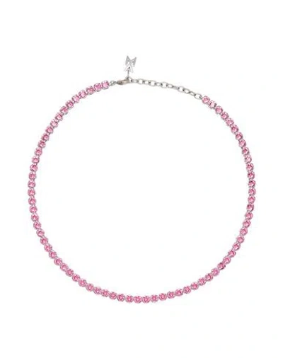 Amina Muaddi Woman Necklace Fuchsia Size - Metal In Pink