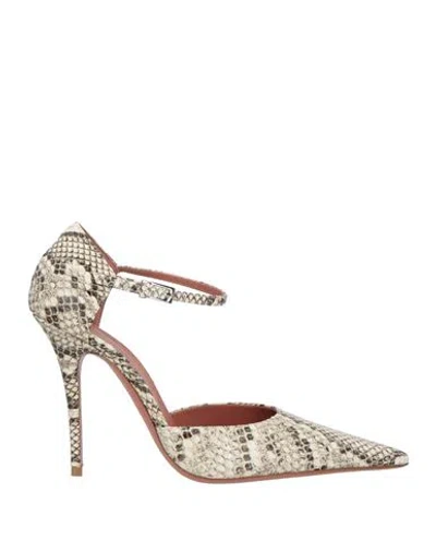 Amina Muaddi Woman Pumps Beige Size 8 Leather In Neutral