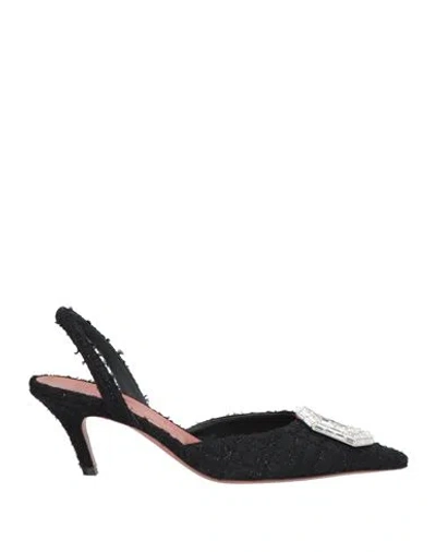 AMINA MUADDI AMINA MUADDI WOMAN PUMPS BLACK SIZE 8 TEXTILE FIBERS
