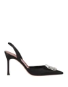 Amina Muaddi Satin Camelia Slingback Pumps 105 In Black
