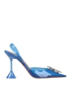 Amina Muaddi Woman Pumps Blue Size 7 Pvc - Polyvinyl Chloride