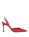 Amina Muaddi Woman Pumps Brick Red Size 7.5 Textile Fibers