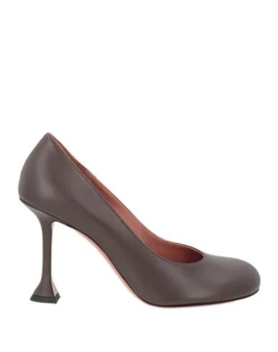 Amina Muaddi Woman Pumps Dark Brown Size 7.5 Leather