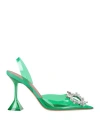 Amina Muaddi Woman Pumps Emerald Green Size 7 Pvc - Polyvinyl Chloride