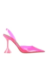 Shop Amina Muaddi Woman Pumps Fuchsia Size 10 Pvc - Polyvinyl Chloride In Pink