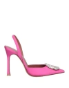 Amina Muaddi Woman Pumps Fuchsia Size 6 Textile Fibers
