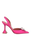 Amina Muaddi Woman Pumps Fuchsia Size 7 Textile Fibers In Pink