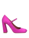 Amina Muaddi Woman Pumps Fuchsia Size 8 Leather In Pink