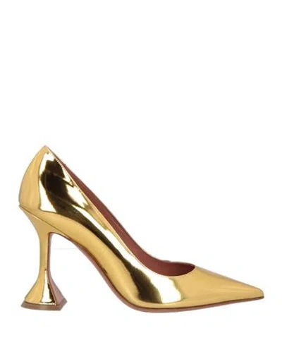 Amina Muaddi Woman Pumps Gold Size 6.5 Leather