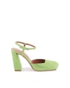 Amina Muaddi Charlotte Pumps With Crystals In Green