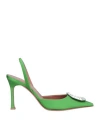 Amina Muaddi Woman Pumps Green Size 7 Textile Fibers