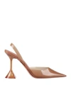 Amina Muaddi Woman Pumps Khaki Size 5.5 Pvc - Polyvinyl Chloride In Beige