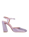 Amina Muaddi Woman Pumps Lilac Size 6 Textile Fibers In Animal Print