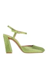Amina Muaddi Woman Pumps Lime Green Size 8 Textile Fibers