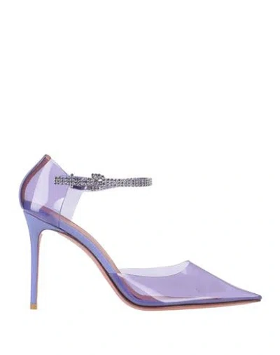 Amina Muaddi Woman Pumps Mauve Size 8 Pvc - Polyvinyl Chloride In Purple