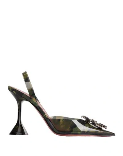 Amina Muaddi Woman Pumps Military Green Size 7 Plastic