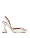 Amina Muaddi Begum Satin Slingback Pumps White In Off White