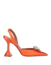 Amina Muaddi Begum Crystal-embellished Satin Slingback Courts In Orange