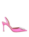 Amina Muaddi Woman Pumps Fuchsia Size 7.5 Textile Fibers In Pink