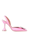 Amina Muaddi Woman Pumps Pink Size 8 Textile Fibers