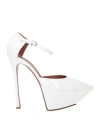 Amina Muaddi Woman Pumps White Size 8 Leather