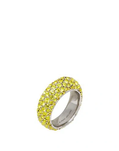 Amina Muaddi Woman Ring Yellow Size 6 Metal, Crystal