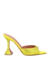 Amina Muaddi Woman Sandals Acid Green Size 6 Textile Fibers In Green