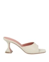 Amina Muaddi Woman Sandals Beige Size 8 Textile Fibers