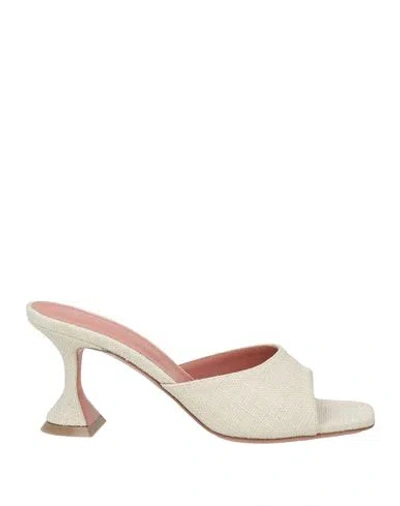 Amina Muaddi Woman Sandals Beige Size 8 Textile Fibers