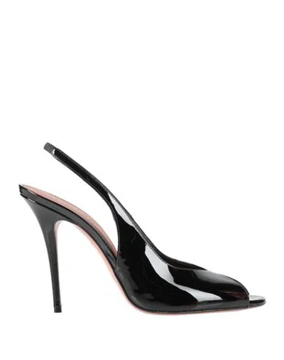 Amina Muaddi Woman Sandals Black Size 6.5 Leather