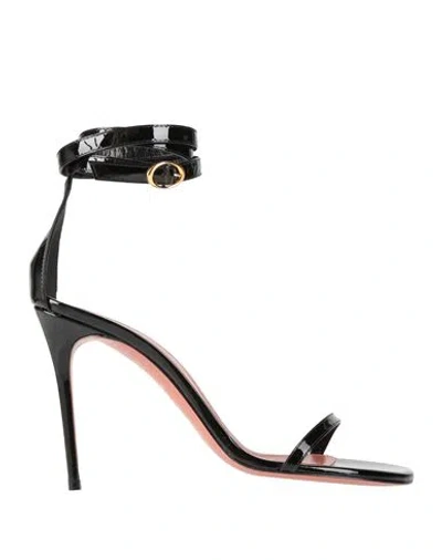Amina Muaddi Woman Sandals Black Size 7 Leather