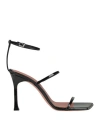 Amina Muaddi Maya Patent Leather Heel Sandals In Black