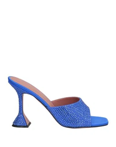 Amina Muaddi Woman Sandals Blue Size 12 Textile Fibers In Blue
