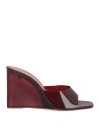 Amina Muaddi Lupita Glass 95mm Wedge Mules In Red